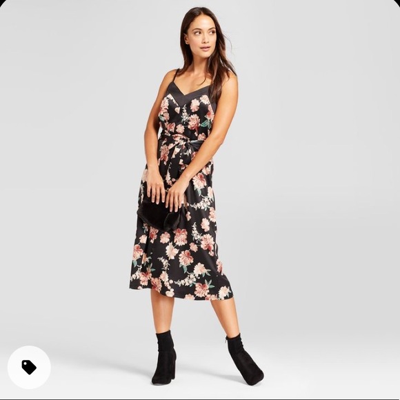 A New Day Black Floral Satin Dress size Sm - Picture 7 of 7